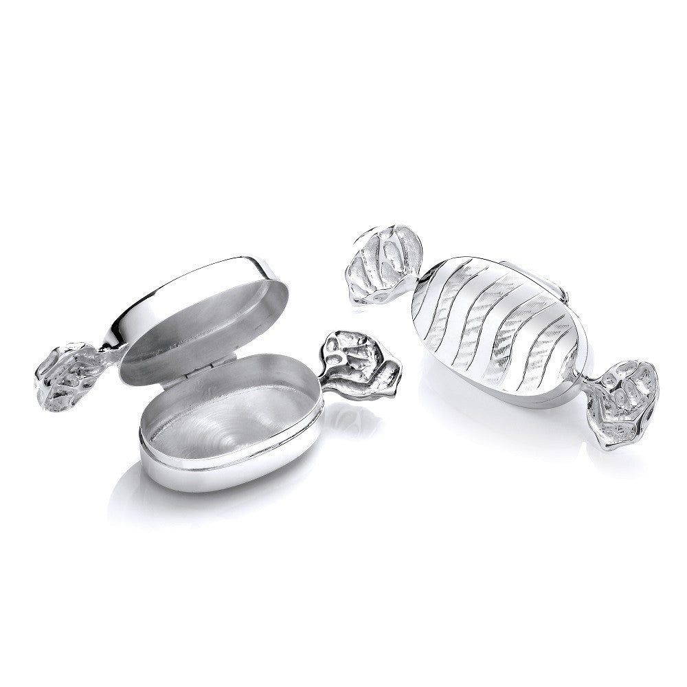 Silver Trinket (Pill) Sweet Bonbon Box - Silver