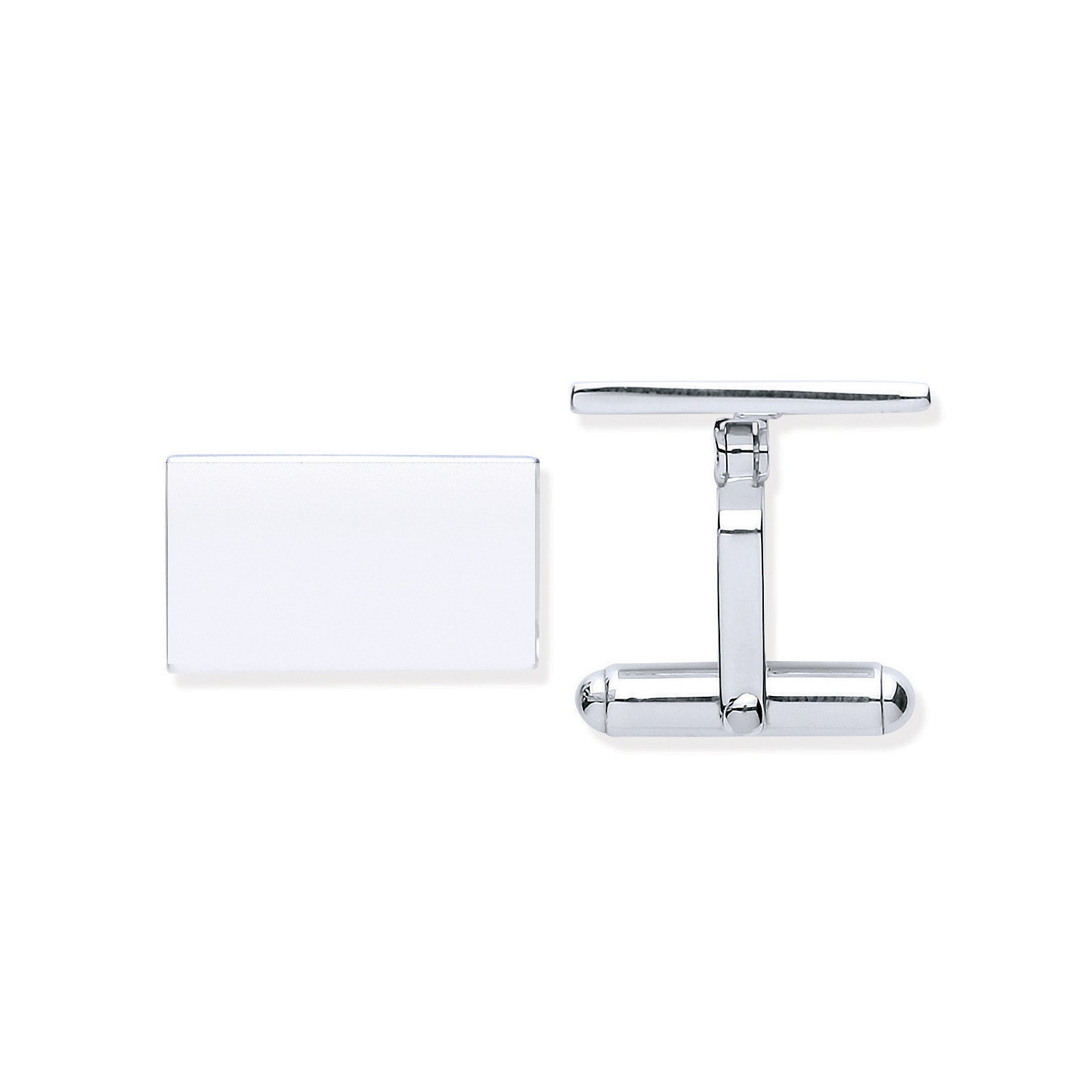 Silver Plain Rectangle Cufflinks - Silver