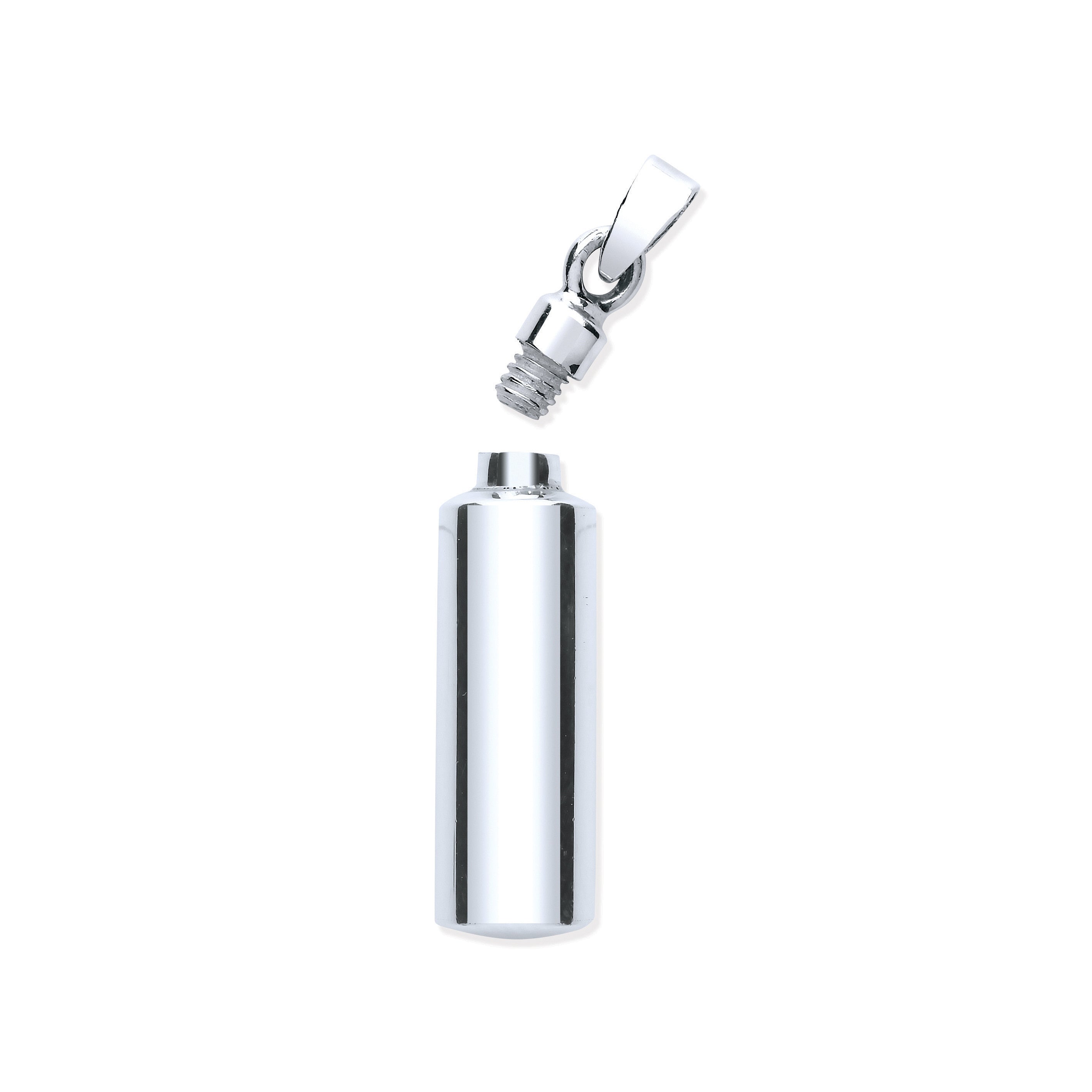 Silver Perfume/Ashes Bottle Holder Pendant - Silver