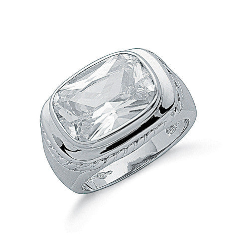 Silver Fancy Oval Cut Cubic Zirconia Ring