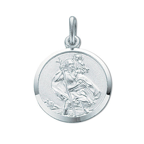 Silver Double Sided St Christopher Pendant - Silver
