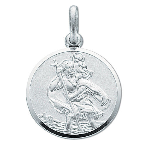 Silver Double Sided St Christopher Pendant - Silver