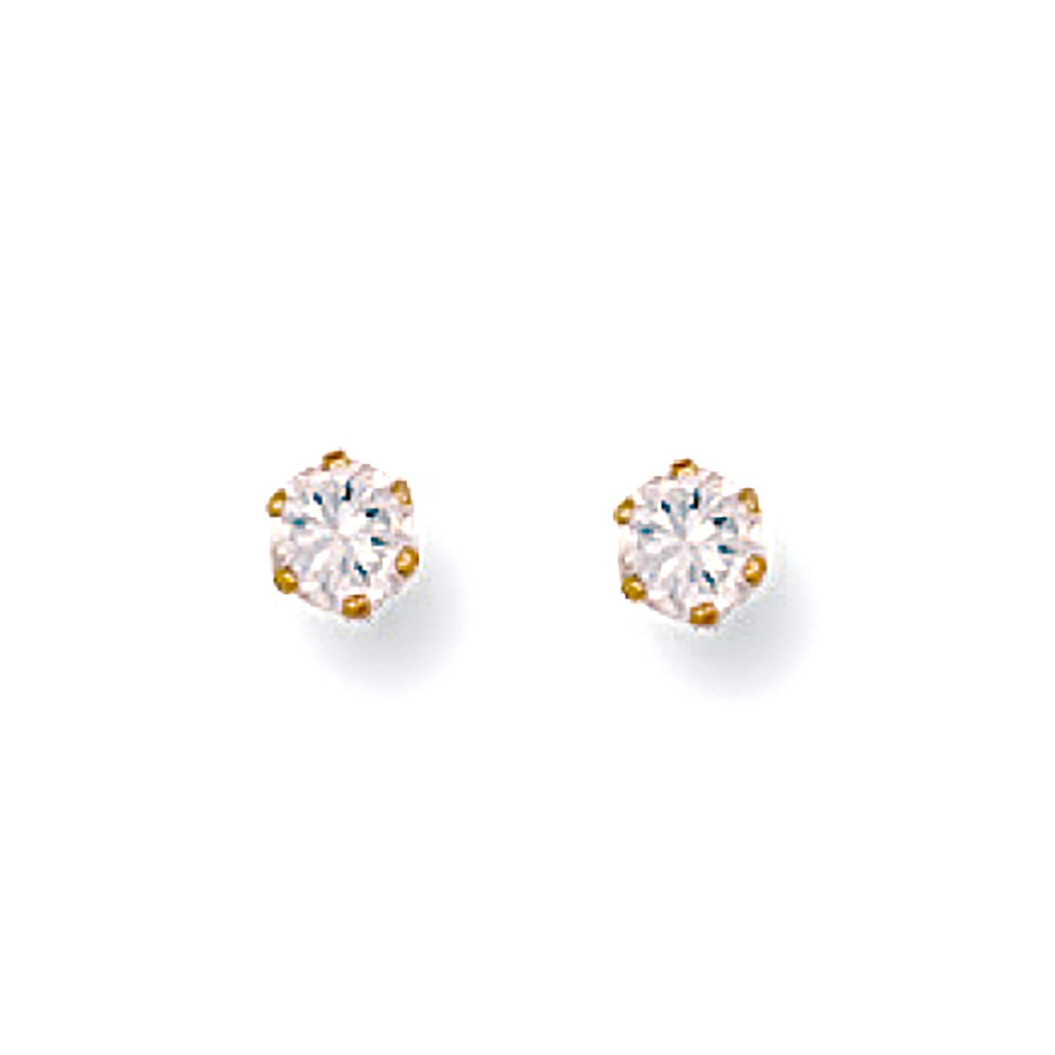 9ct Yellow Gold 3mm Claw Set Cubic Zirconia Studs - 9ct Gold