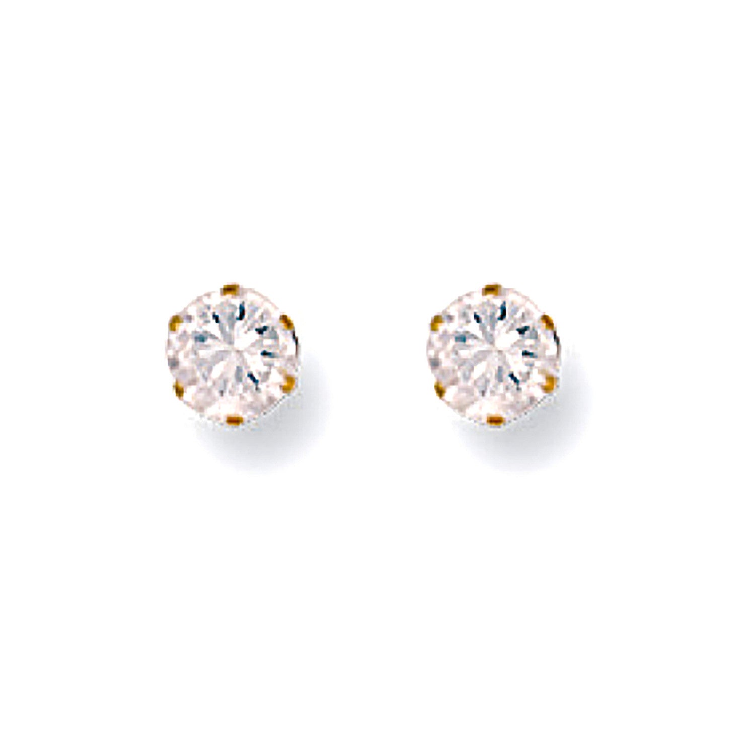 9ct Yellow Gold 4mm Claw Set Cubic Zirconia Studs - 9ct Gold