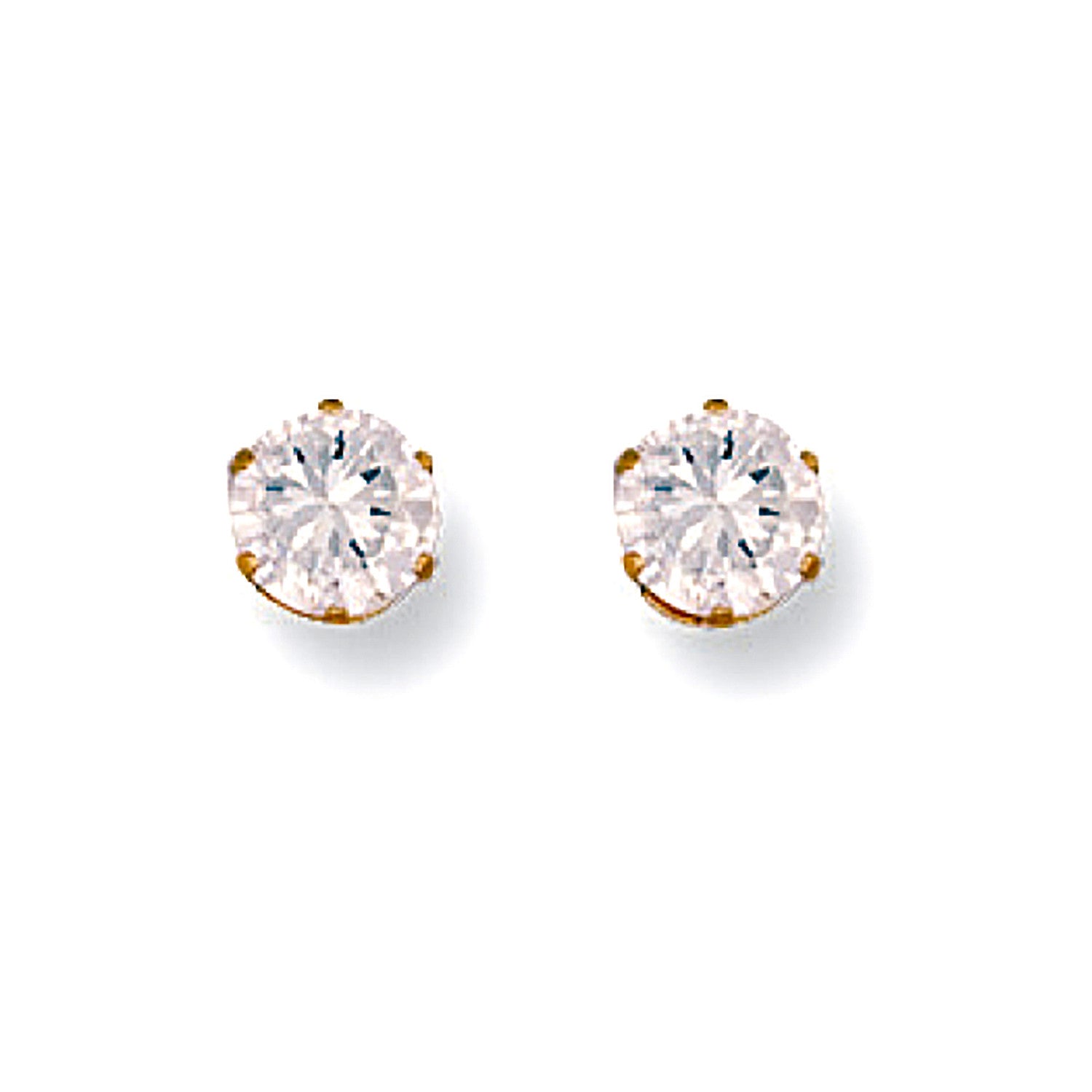 9ct Yellow Gold 5mm Claw Set Cubic Zirconia Studs - 9ct Gold
