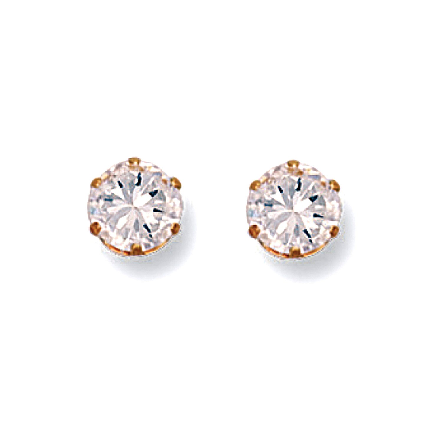 9ct Yellow Gold 6mm Claw Set Cubic Zirconia Studs - 9ct Gold