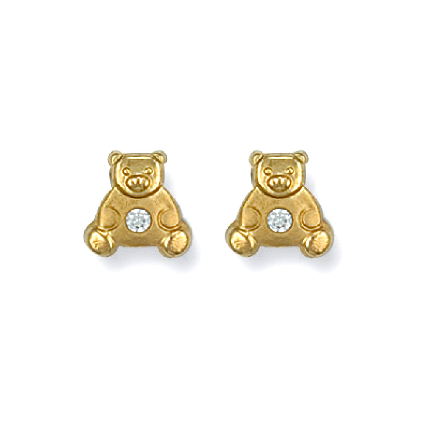 Yellow Gold Cubic Zirconia Teddy Bear Studs - 9ct Gold