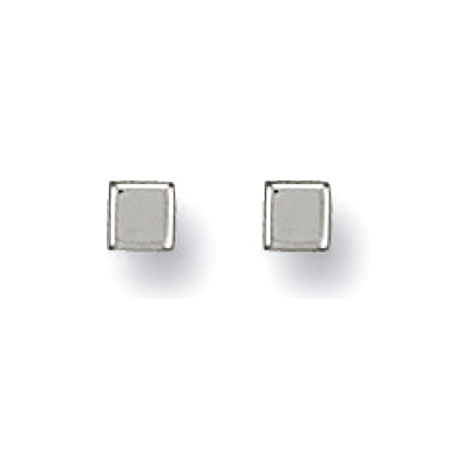 White Gold 4mm Square Cube Studs - 9ct Gold