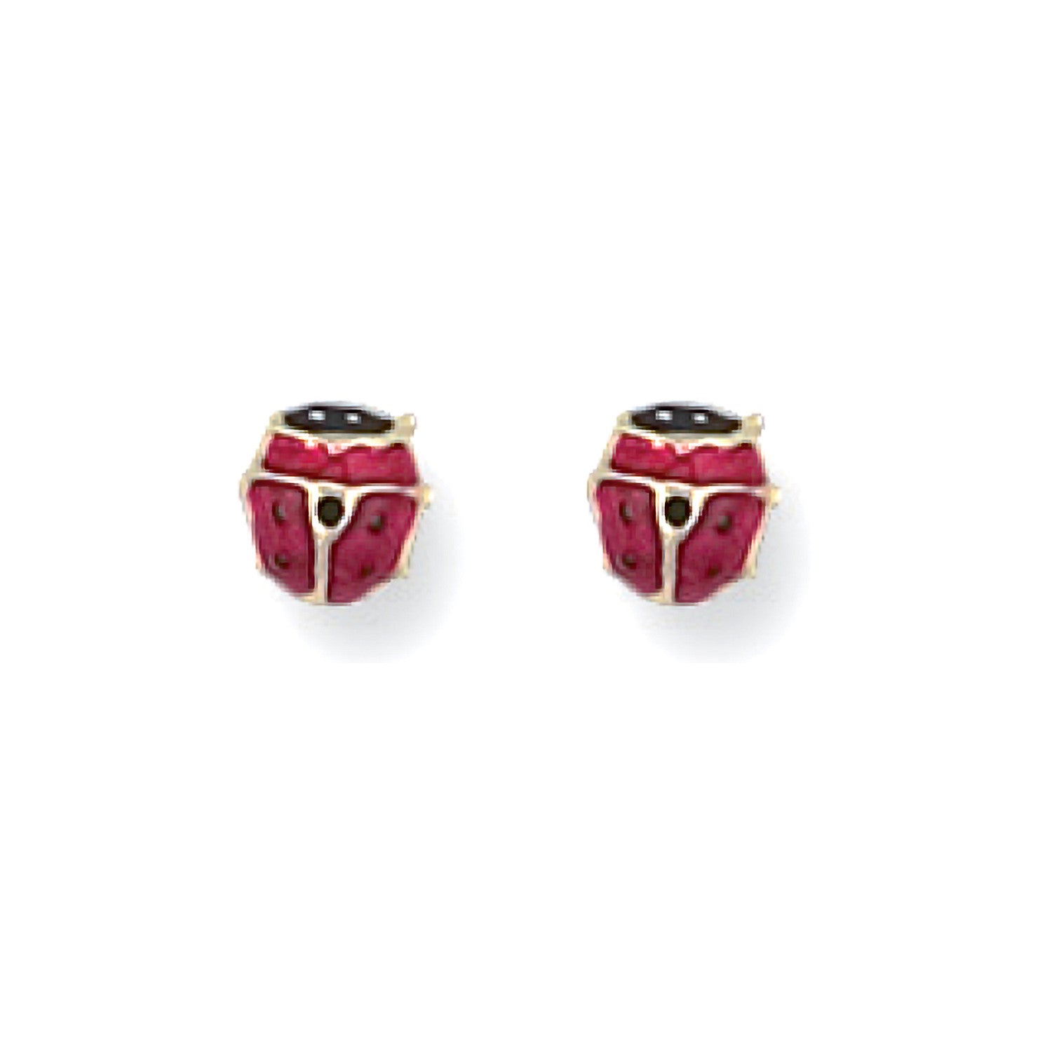 Yellow Gold Enamelled Ladybird Studs - 9ct Gold