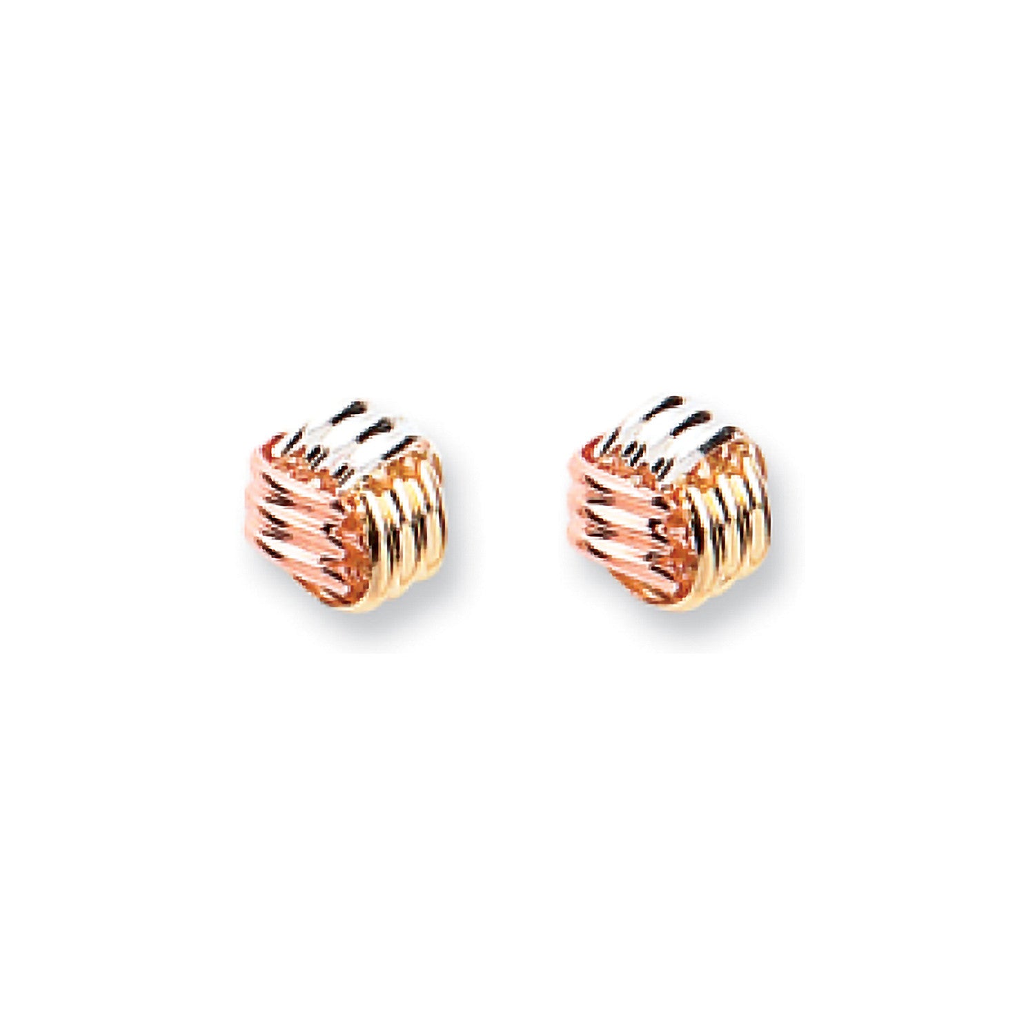 9ct Yellow White & Rose Gold Fancy Knot Studs - 9ct Gold
