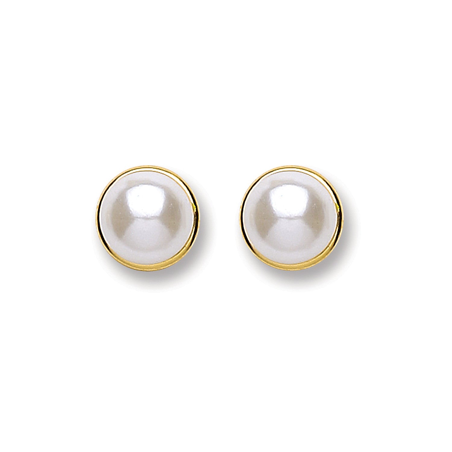 9ct Gold Simulated Pearl Studs - 9ct Gold