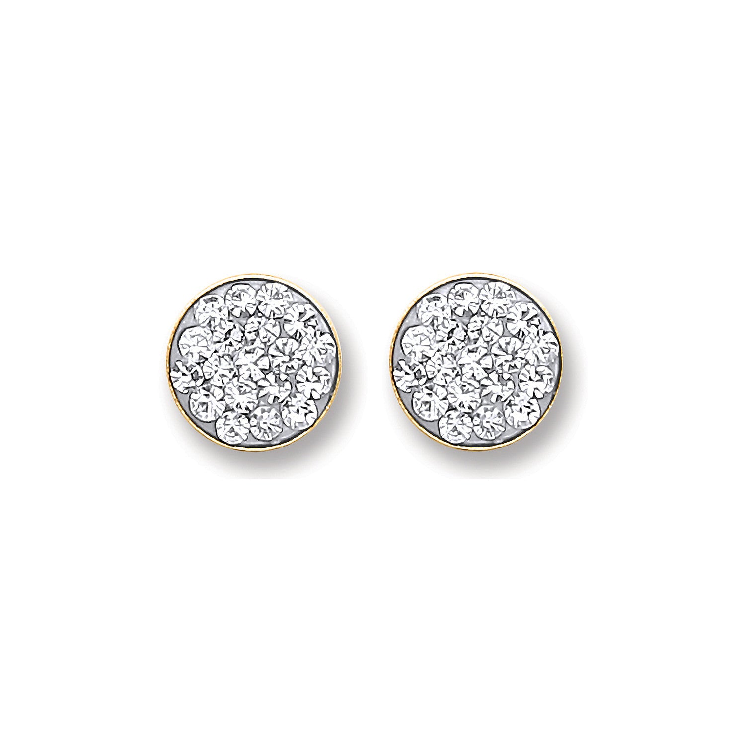 9ct Yellow Gold 6mm Round Crystals Studs - 9ct Gold