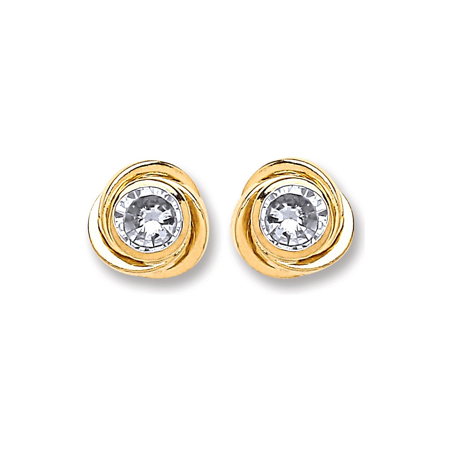 9ct Gold Medium Cubic Zirconia Knot Studs - 9ct Gold