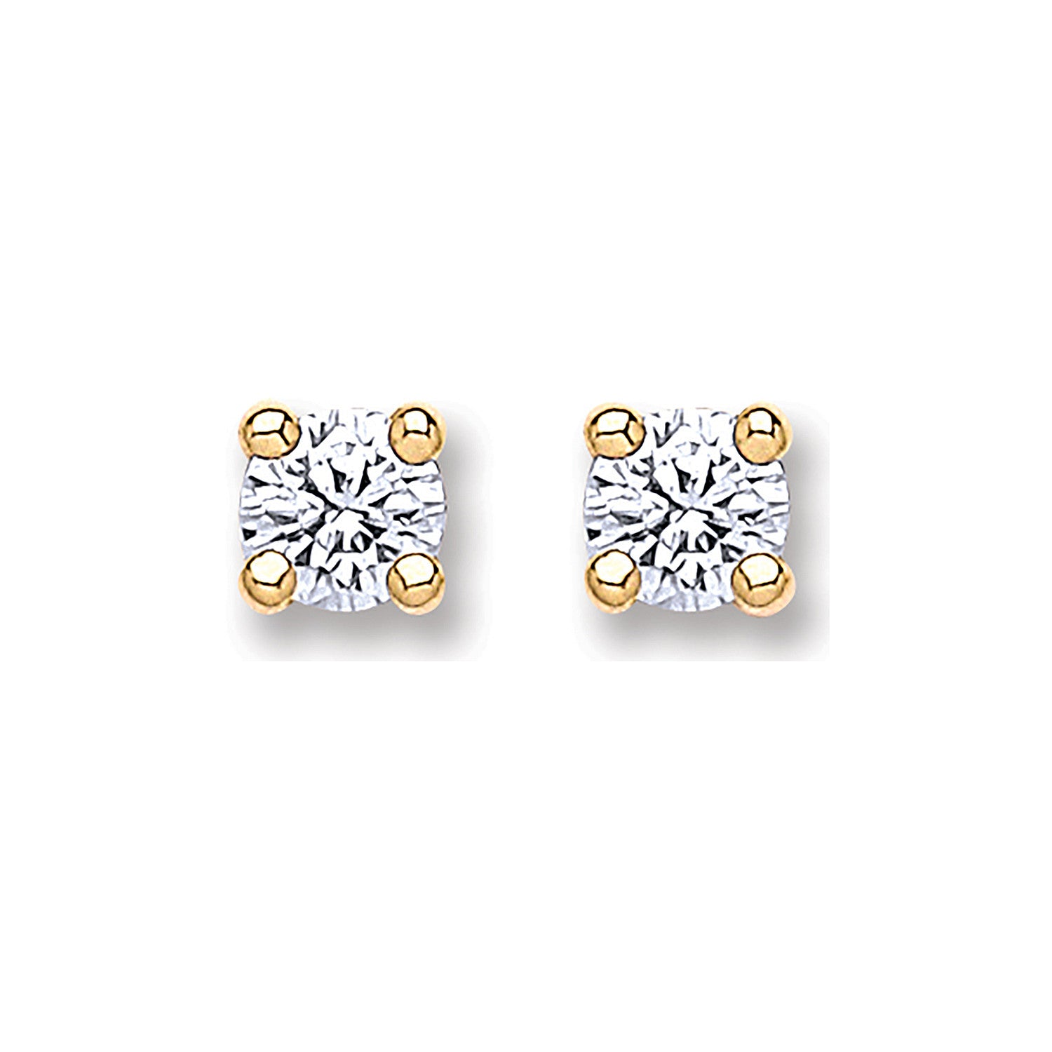 9ct Gold 4.0mm Round Brilliant Cubic Zirconia Studs - 9ct Gold