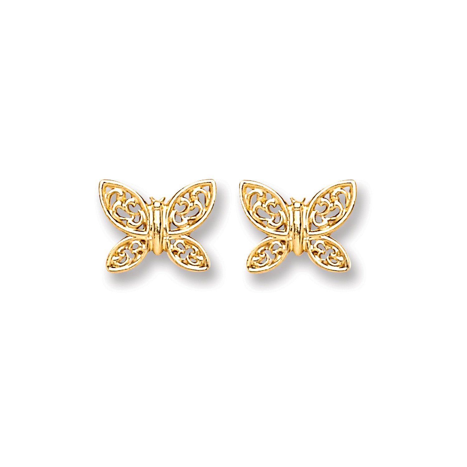 9ct Gold Butterfly Studs - 9ct Gold