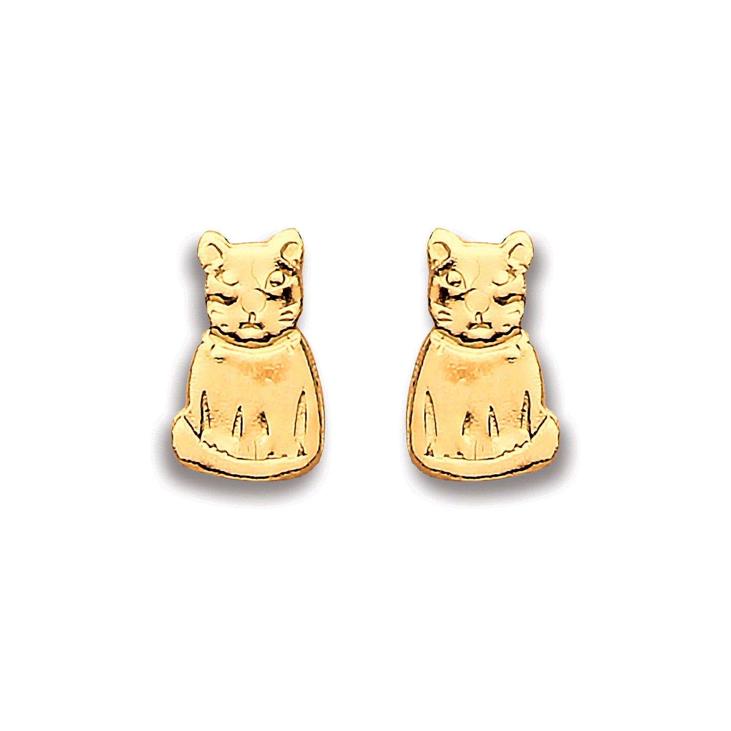 9ct Yellow Gold Cat Studs - 9ct Gold
