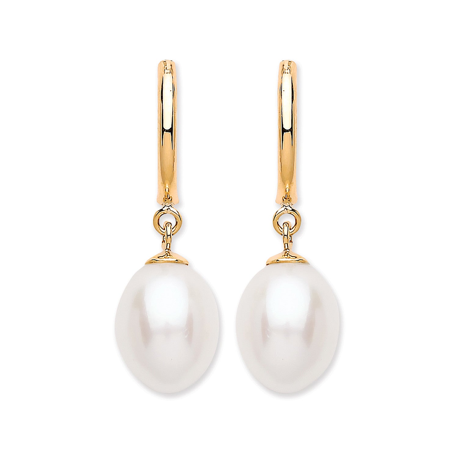 9ct Yellow Gold Freshwater Pearl Drop Studs - 9ct Gold