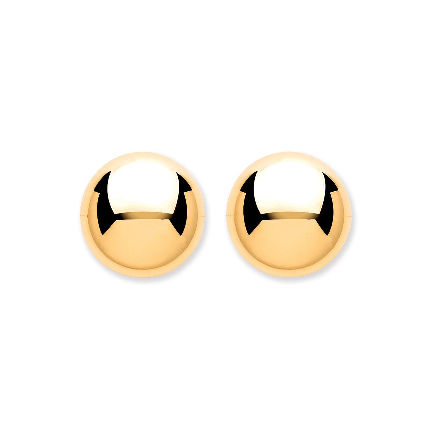 9ct Yellow Gold 8mm Button Ball Studs - 9ct Gold