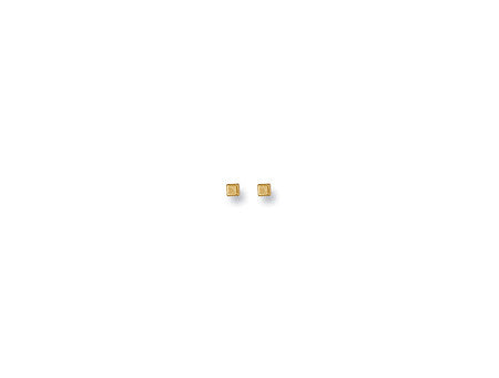 Yellow Gold 3mm Square Cube Studs - 9ct Gold