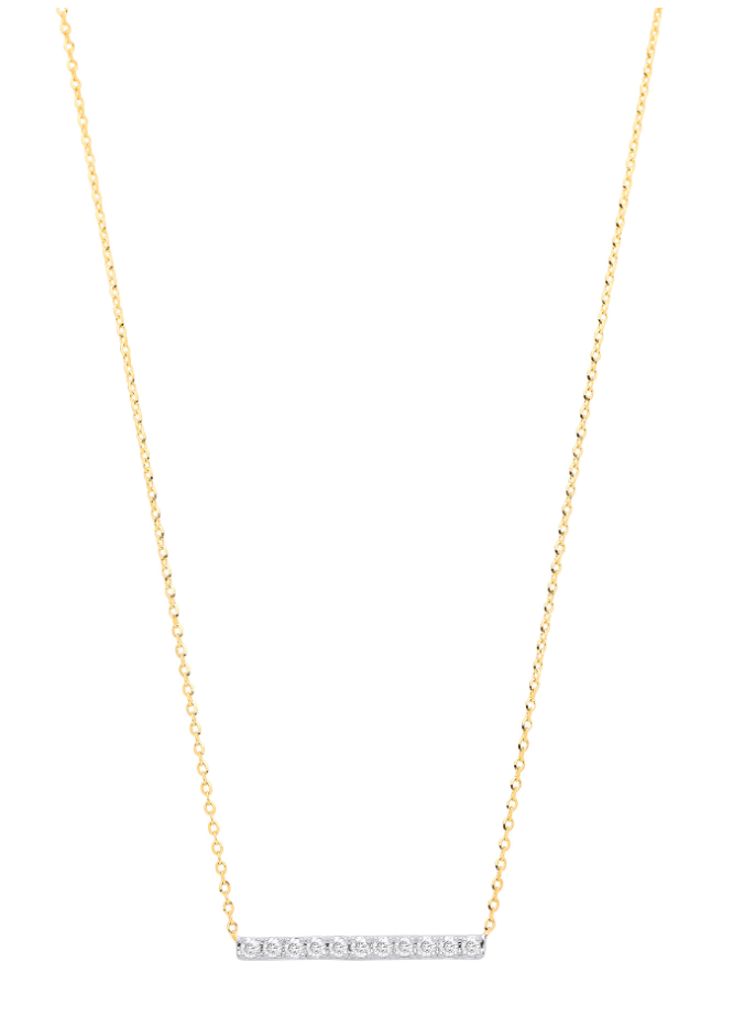 0.20ct Diamond Bar Necklace 9ct Yellow Gold