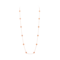Van Cleef & Arpels Sweet Alhambra Long Necklace 16 motifs Embossed 18K Rose Gold