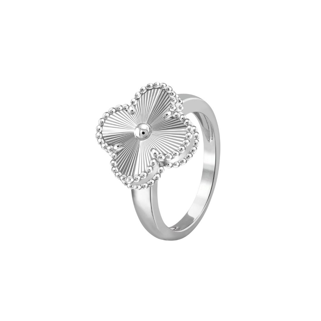 Van Cleef & Arpels Vintage Alhambra Guilloche Ring 18K White Gold