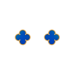 Van Cleef & Arpels Vintage Alhambra Earrings Agate 18K Yellow Gold