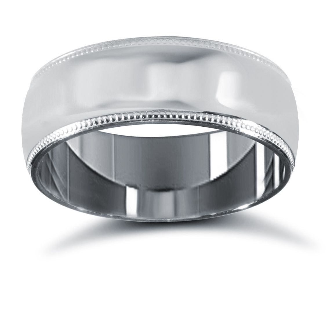 18ct White Gold Standard Weight Court Profile Mill Grain Wedding Ring
