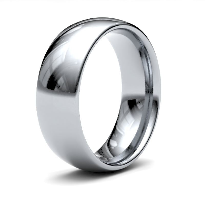 18ct White Gold Standard Weight Court Profile Mirror Finish Wedding Ring