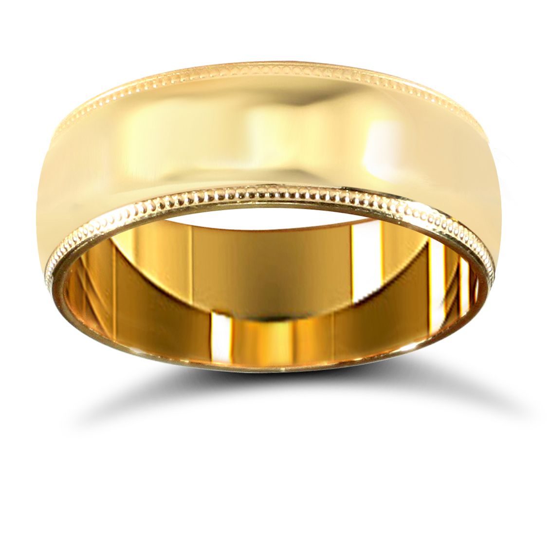18ct Yellow Gold Standard Weight Court Profile Mill Grain Wedding Ring