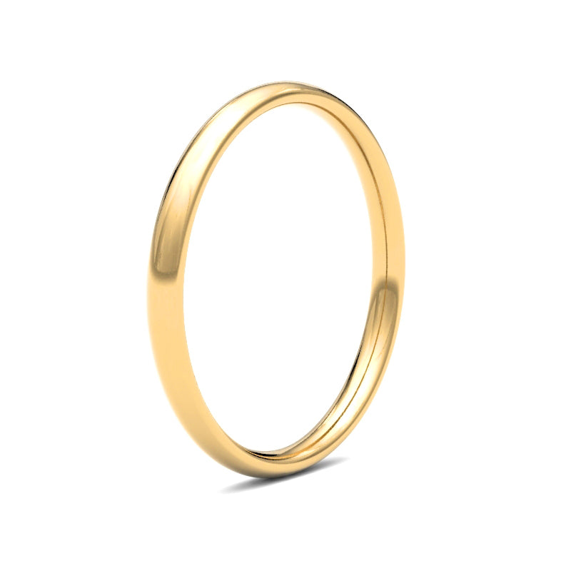 22ct Yellow Gold Standard Weight 2mm Court Profile Mirror Finish Wedding Ring