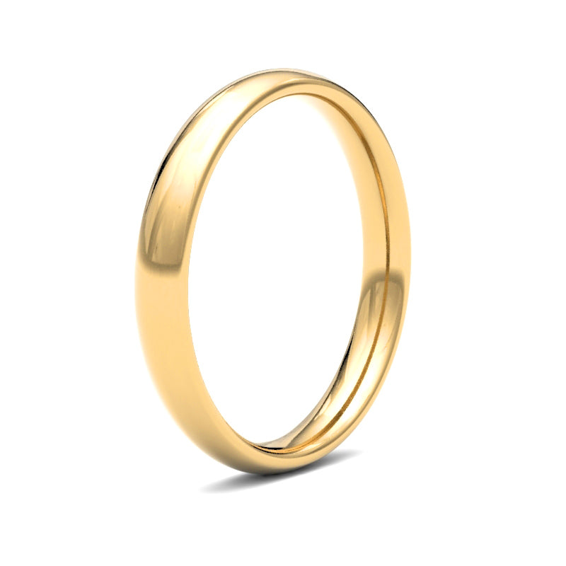 22ct Yellow Gold Standard Weight 3mm Court Profile Mirror Finish Wedding Ring