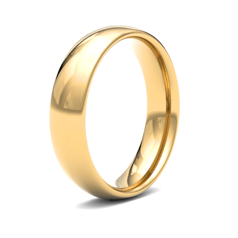 WCT22Y5() | 22ct Yellow Gold Standard Weight 5mm Court Profile Mirror Finish Wedding Ring