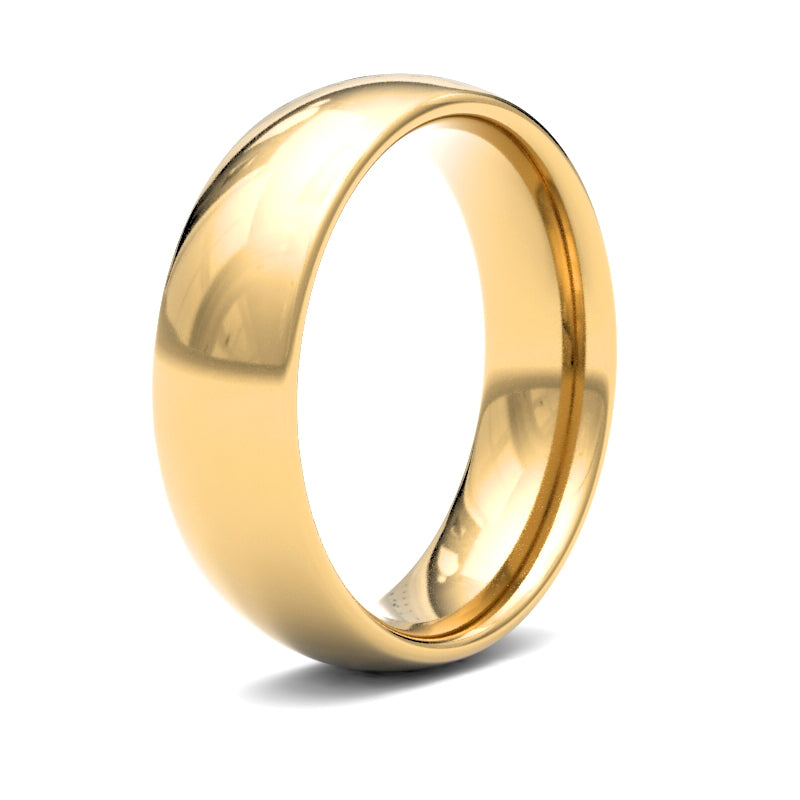 WCT22Y6() | 22ct Yellow Gold Standard Weight 6mm Court Profile Mirror Finish Wedding Ring