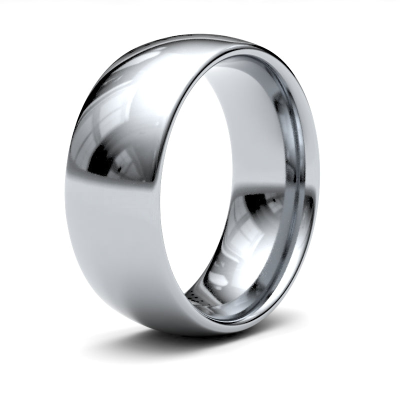 9ct White Gold Standard Weight Court Profile Mirror Finish Wedding Ring