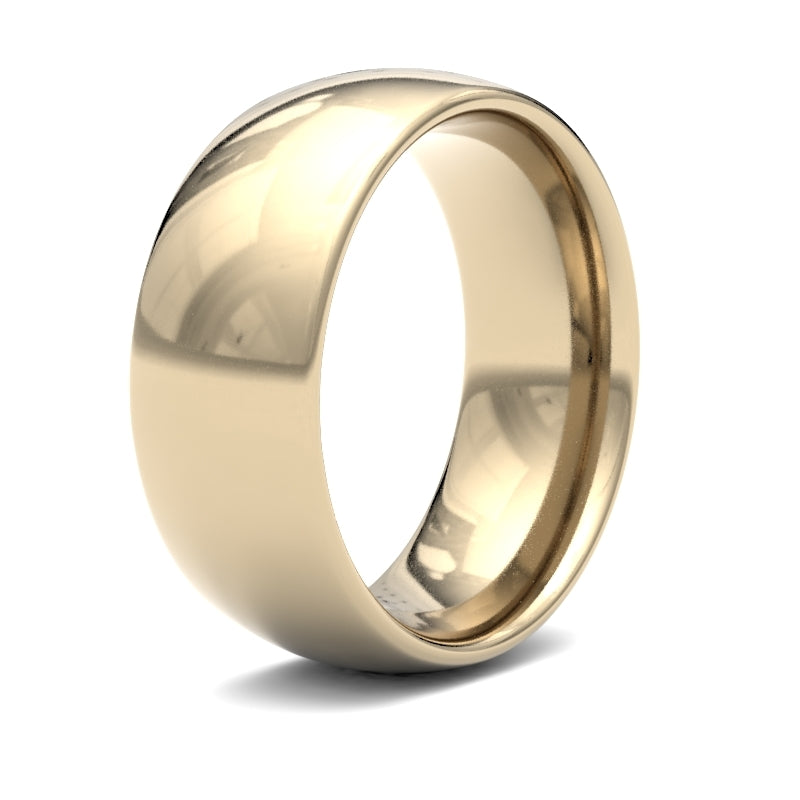 9ct Yellow Gold Standard Weight Court Profile Mirror Finish Wedding Ring