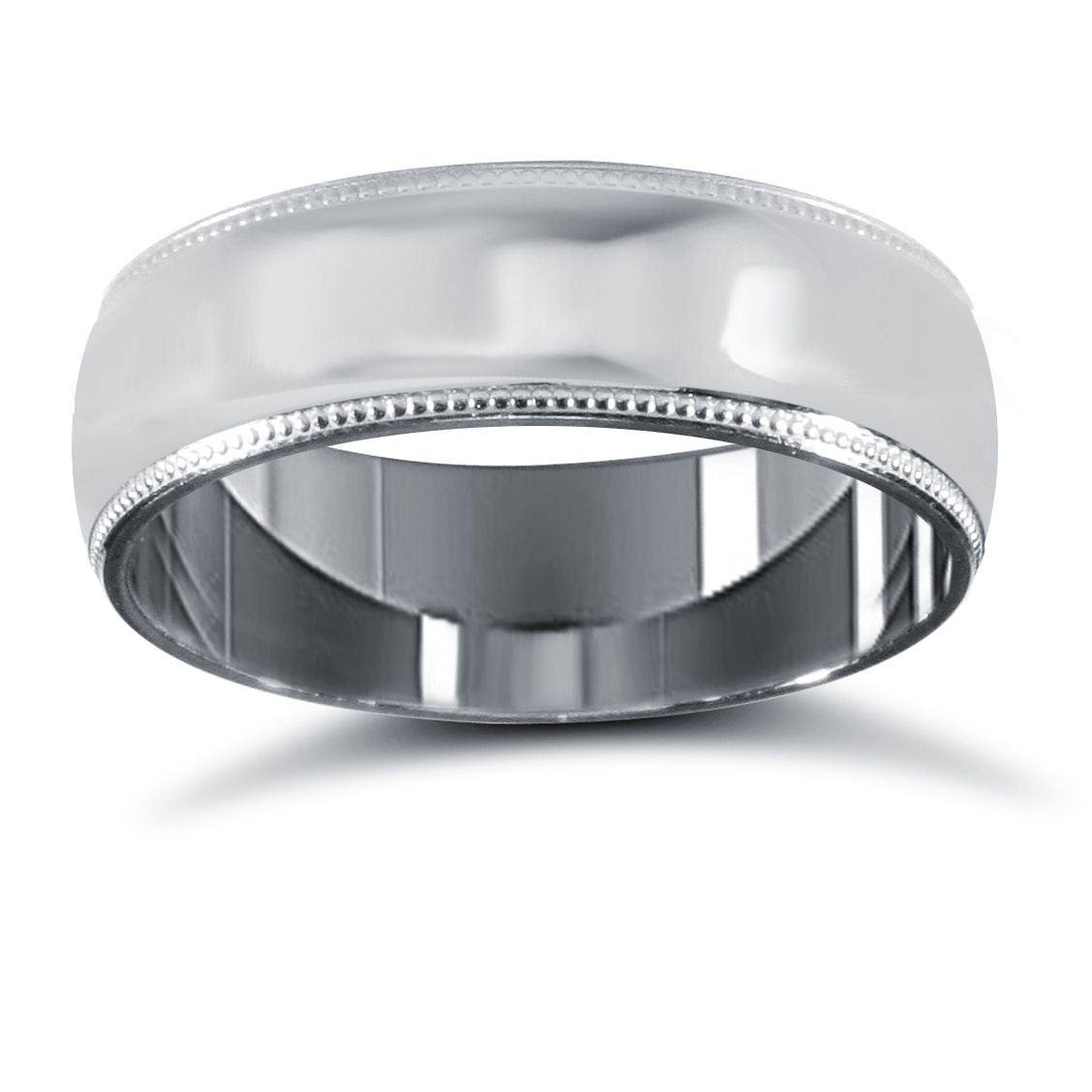 Platinum Premium Weight Court Profile Mill Grain Wedding Ring