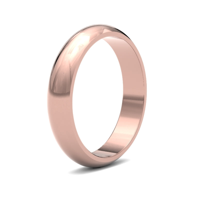WDS18R4() | 18ct Rose Gold Standard Weight D-Shape Profile Finish Wedding Ring