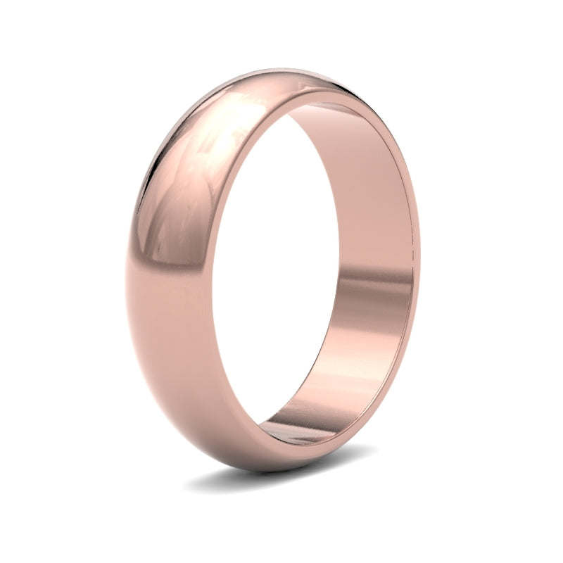 WDS18R5() | 18ct Rose Gold Standard Weight D-Shape Profile Finish Wedding Ring