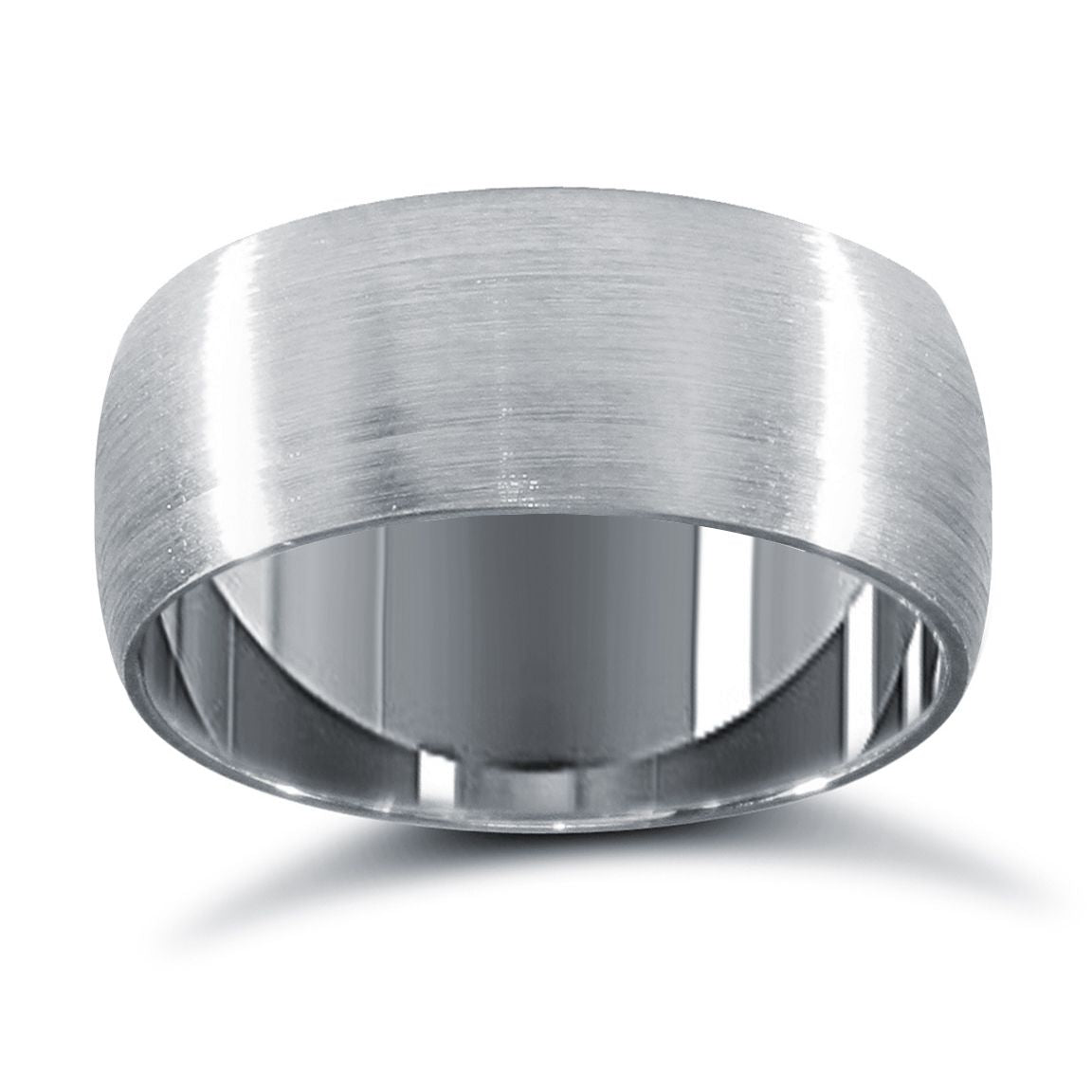 9ct White Gold Premium Weight D-Shape Profile Satin Wedding Ring