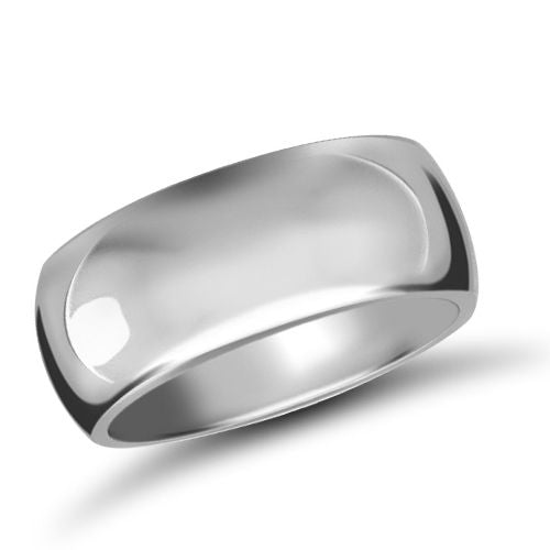 9ct White Gold Premium Weight D-Shape Profile Mirror Finish Wedding Ring