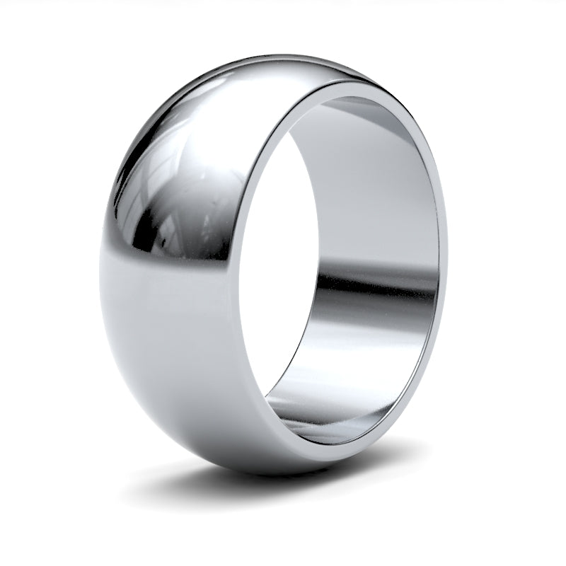 18ct White Gold Standard Weight D-Shape Profile Mirror Finish Wedding Ring