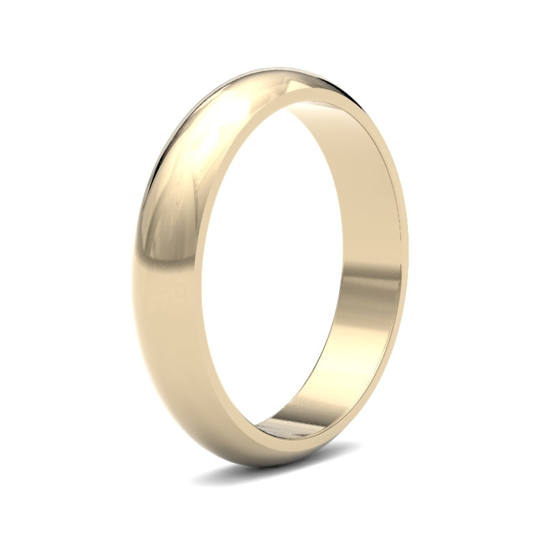 WDS18Y4() | 18ct Yellow Gold Standard Weight D-Shape Profile Finish Wedding Ring