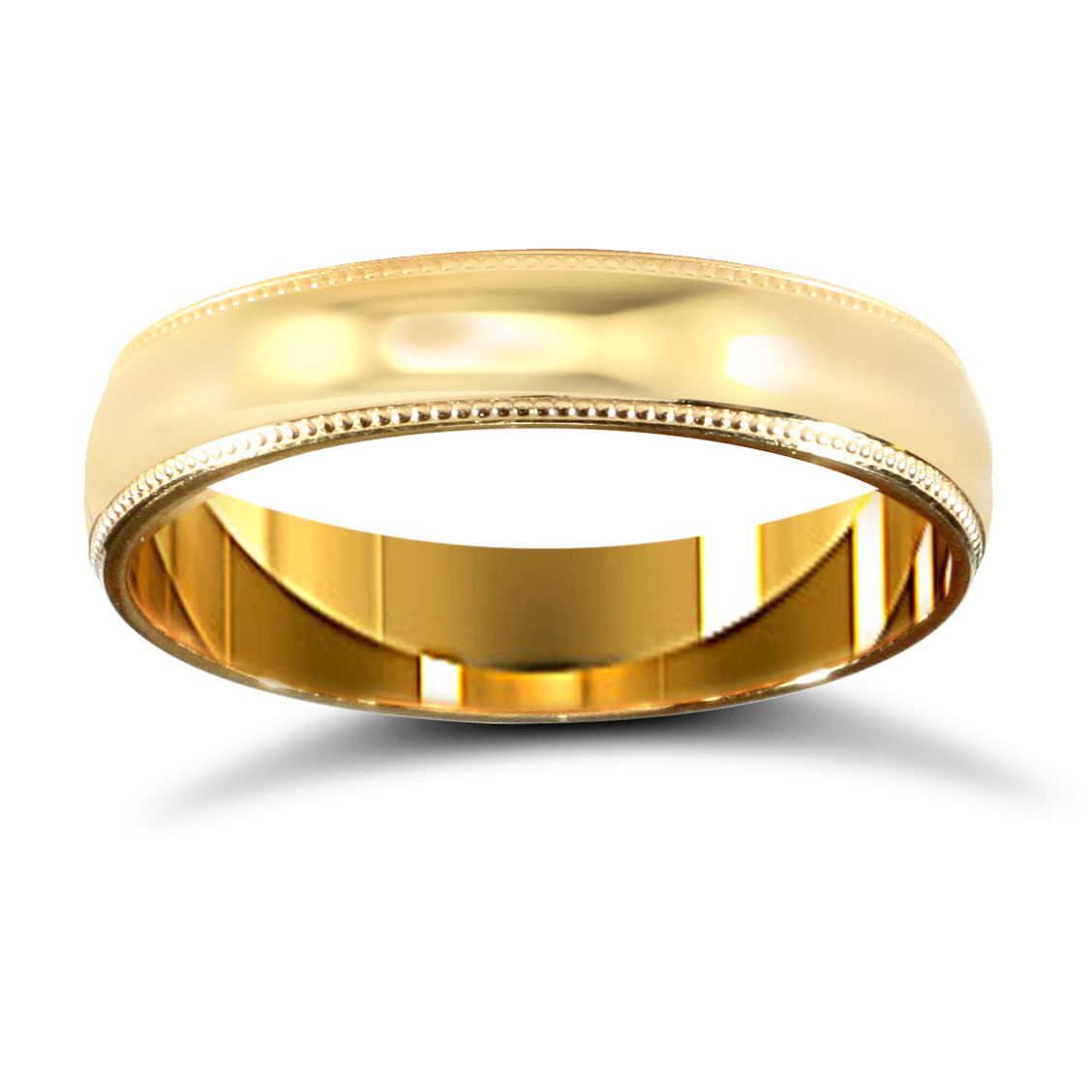 22ct Yellow Gold Standard Weight 4mm D Shaped Profile Mill Grain Wedding Ring