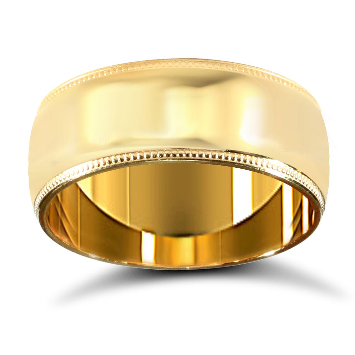 22ct Yellow Gold Standard Weight 8mm D Shaped Profile Mill Grain Wedding Ring