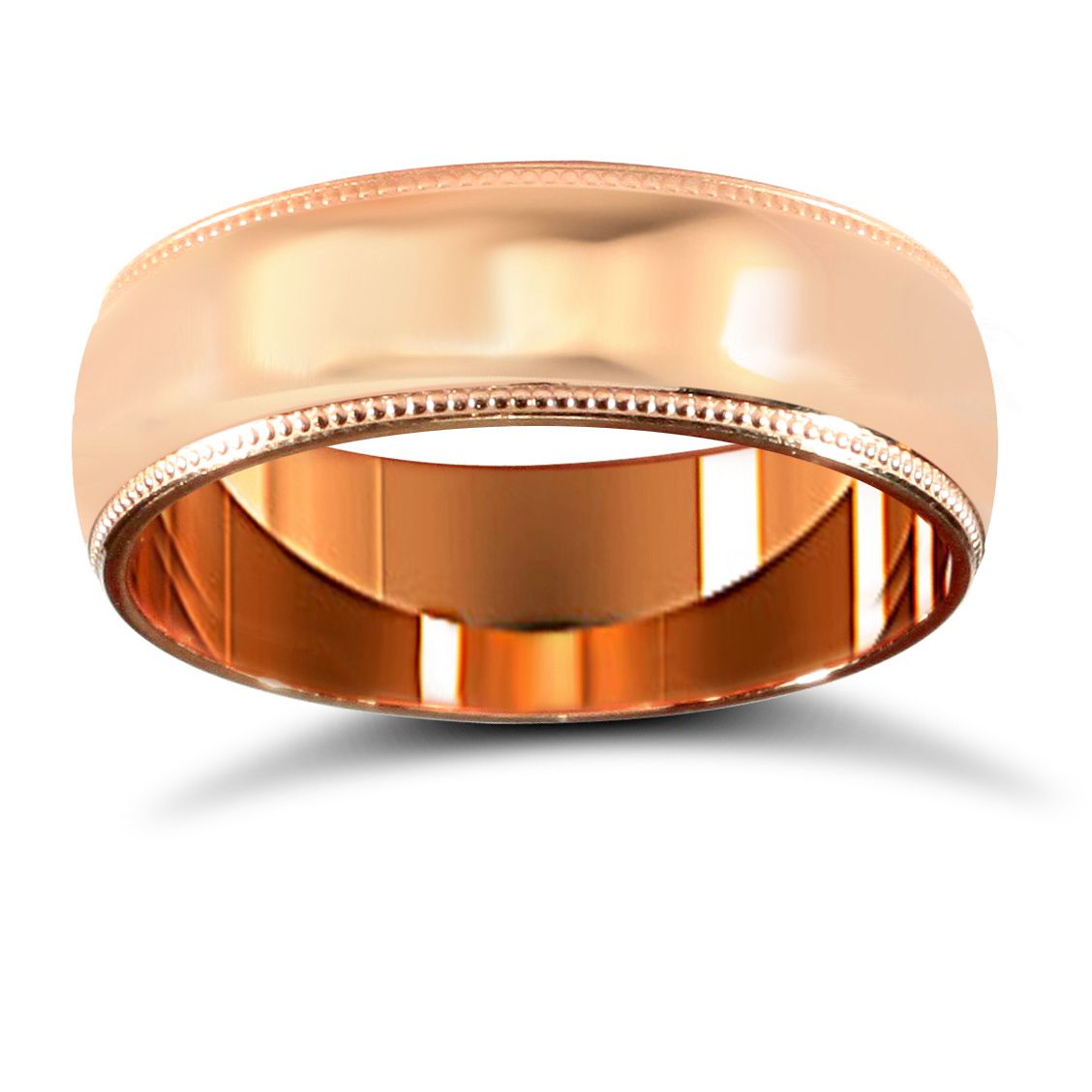 9ct Rose Gold Premium Weight D-Shape Profile Mill Grain Wedding Ring