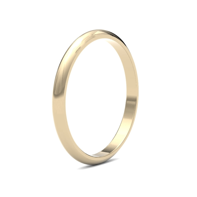 9ct Yellow Gold Standard Weight D-Shape Profile Mirror Finish Wedding Ring