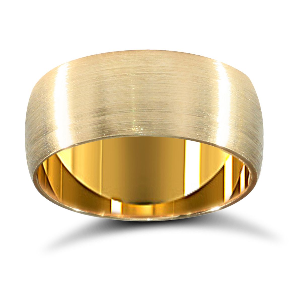 9ct Yellow Gold Standard Weight D-Shape Profile Satin Wedding Ring