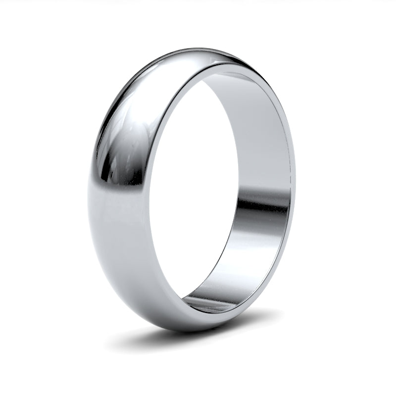 WDSPD5() | Palladium Standard Weight D-Shape Profile Finish Wedding Ring