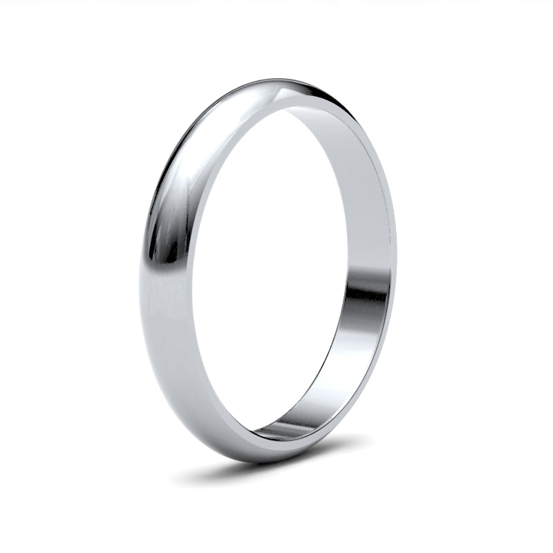 WDSPL3() | Platinum Standard Weight D-Shape Profile Finish Wedding Ring